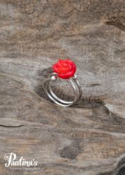 Bild von Ring mit Korallenrose und Sterling-Silber