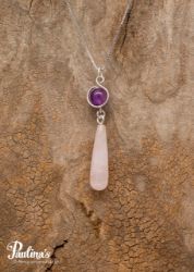 Picture of Kettenanhänger mit Amethyst, Rosenquarz-Pampel und Sterling-Silber