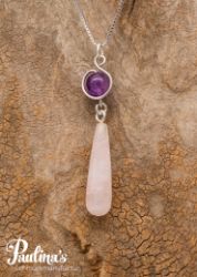 Picture of Kettenanhänger mit Amethyst, Rosenquarz-Pampel und Sterling-Silber