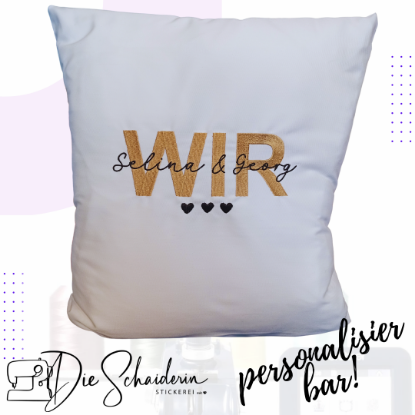 Picture of Personalisiertes Kissen: "WIR" mit Wunschnamen 💑💖🧵