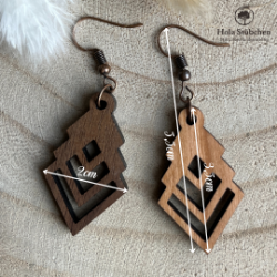 Picture of Moderne Hängeohrringe aus Nuss- oder Kirsch-Holz, Holzschmuck, Ideal als kleines Geschenk für zB. eine Freundin, passender Ohrhänger als Hochzeit- oder Trachtenschmuck