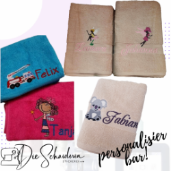 Picture of Besticktes Hand- oder Badetuch, personalisiertes Geschenk