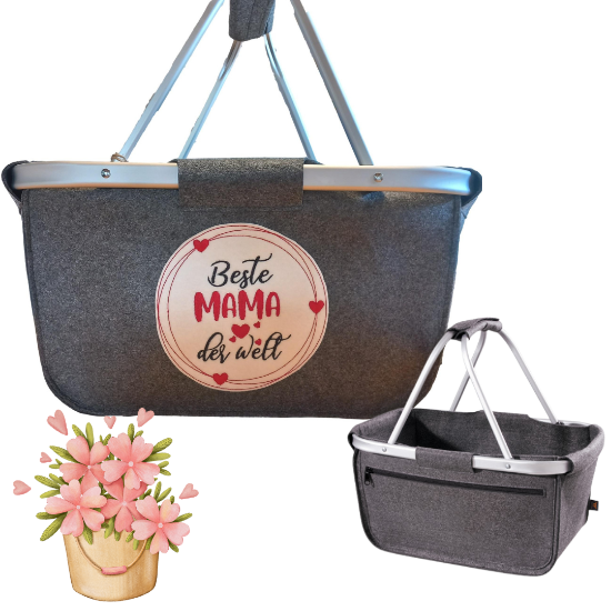 Picture of Filzkorb mit Aluminiumrahmen – "Beste Mama der Welt"