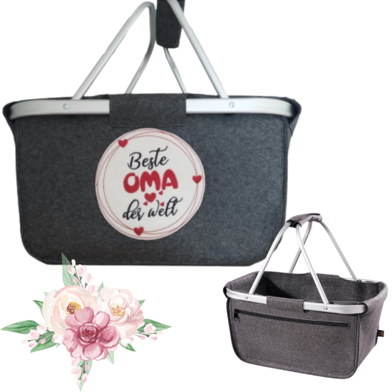 Picture of Filzkorb mit Aluminiumrahmen – "Beste Oma der Welt"