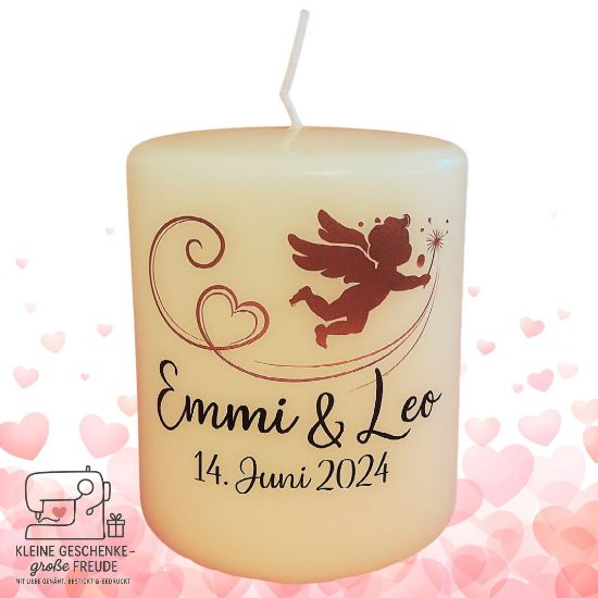 Bild von Kerze zur Hochzeit oder Verlobung – personalisiert mit Namen & Datum