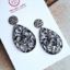 Picture of Ornament-Ohrstecker - Tropfenform - silver black