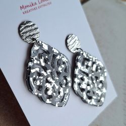 Bild von Ornament-Ohrstecker - Rhombusform - silver black